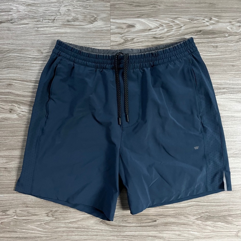 Mack Weldon Stealth Shorts Mens Medium Navy Blue Athletic Gym Running 7 Inch